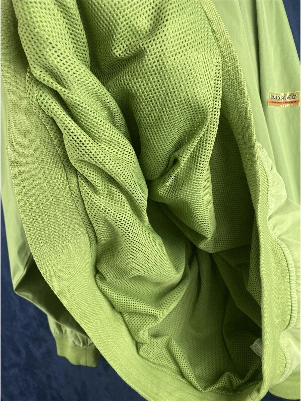 izod xfg jacket mens XL Green soft shell golfing pullover v neck 11% nylon